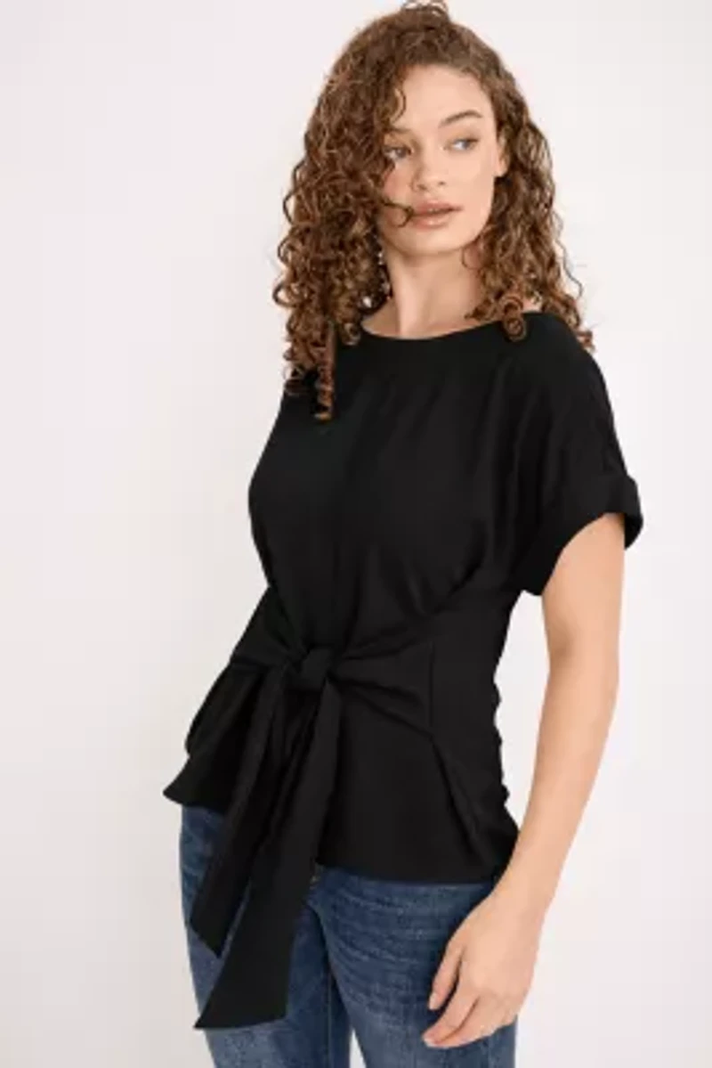 Tie Front Dolman Sleeve Blouse