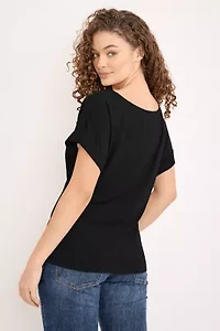 Tie Front Dolman Sleeve Blouse