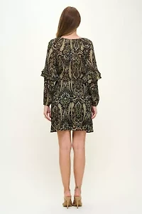 Long Sleeve Ruffle Cuff Mini Dress