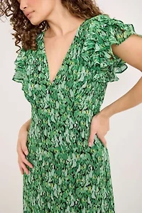 Smocked Waist Flutter Sleeve Maxi Dress