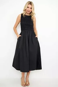 Sleeveless Smocked Midi Dress