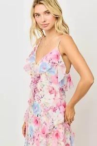 Ruffle Chiffon Midi Dress