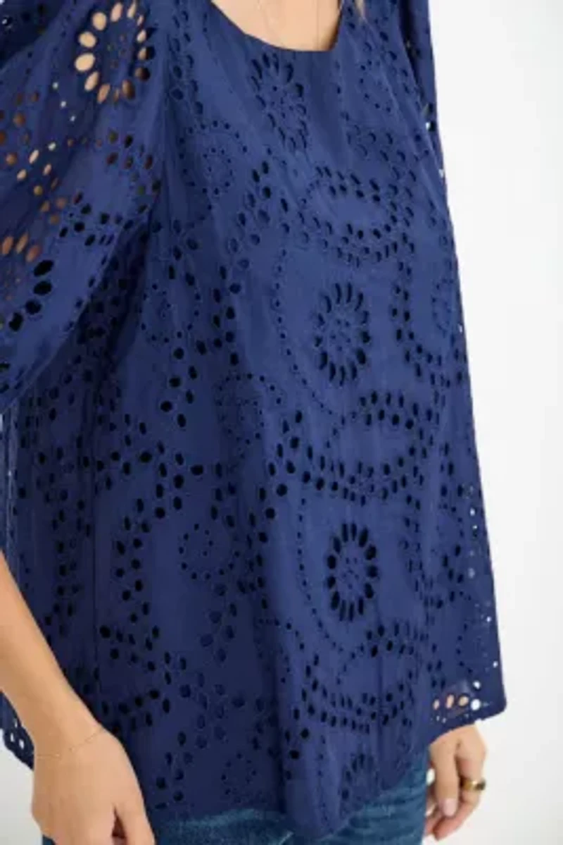 Puff Sleeve Eyelet Lace Blouse