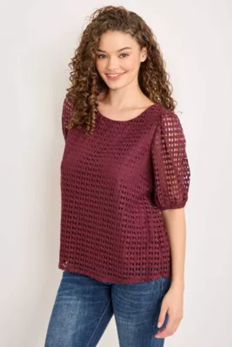 Eyelet Puff Sleeve Top