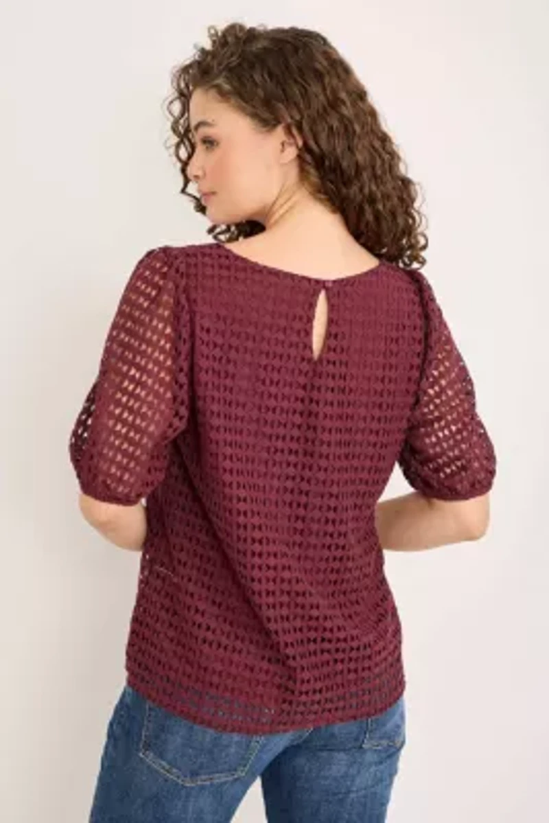 Eyelet Puff Sleeve Top