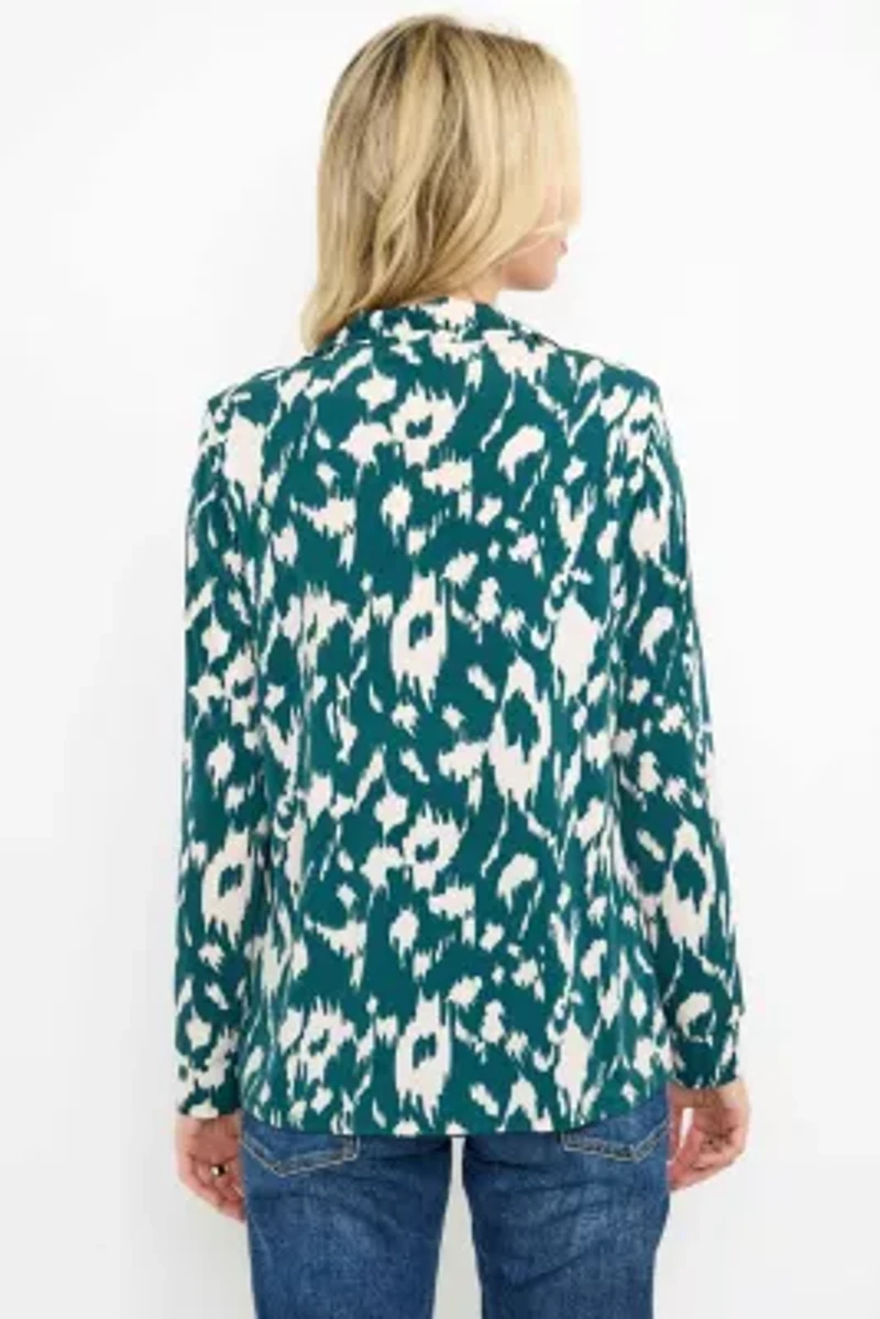 Collared Long Sleeve V-Neck Blouse