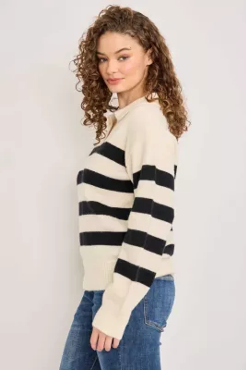 Striped Collared Knit Sweater