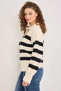 Striped Collared Knit Sweater