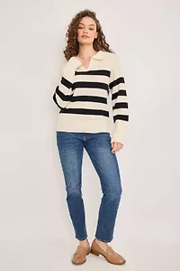 Striped Collared Knit Sweater