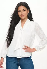 Long Sleeve Scarf Neck Blouse