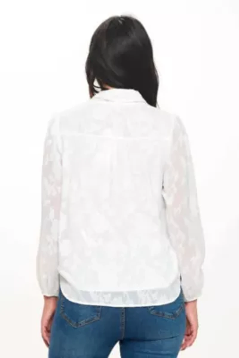 Long Sleeve Scarf Neck Blouse