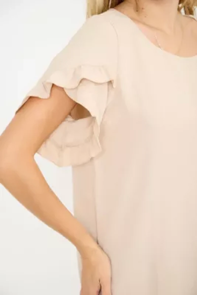 Ruffle Sleeve Round Neck Top