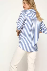 Split Neck Cuffed Sleeve Top