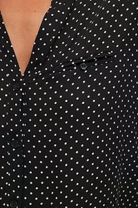 Split Neck Roll-Tab Blouse