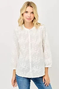 Embroidered Button-Down Blouse