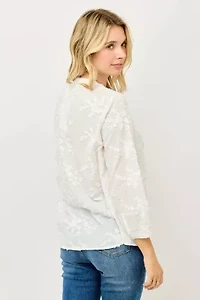Embroidered Button-Down Blouse