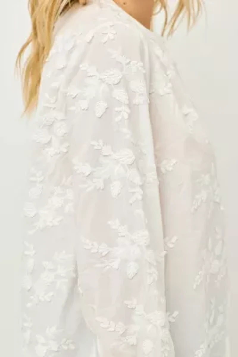 Embroidered Button-Down Blouse