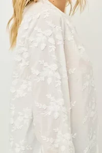 Embroidered Button-Down Blouse