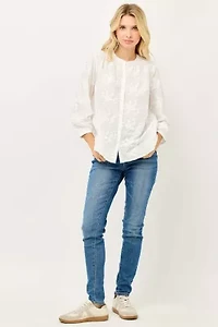 Embroidered Button-Down Blouse