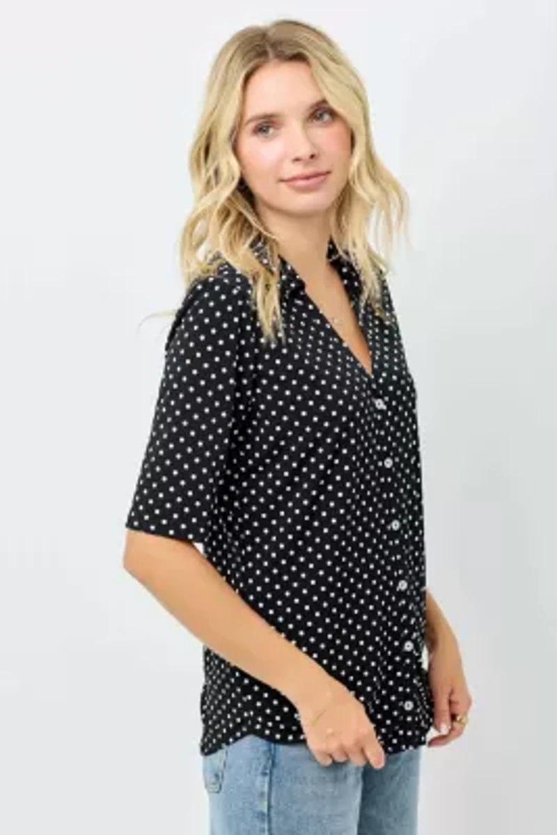 Women's V-Neck Button Down Knit Top