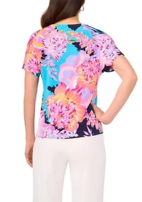 Women's Short Sleeve Tie Front Top