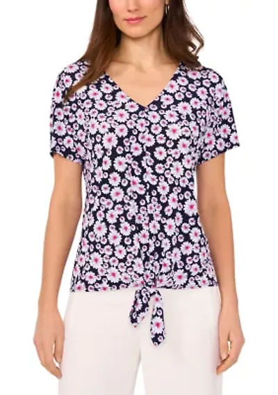 Women's Short Sleeve Tie Front Top