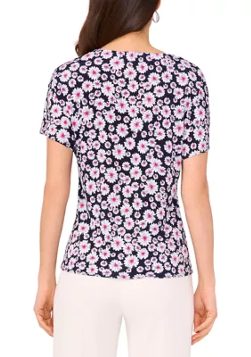 Women's Short Sleeve Tie Front Top