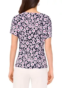 Women's Short Sleeve Tie Front Top