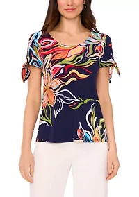 Women's Short Sleeve Tie Shoulder Top