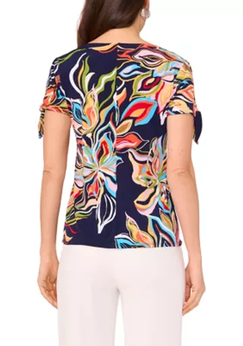 Women's Short Sleeve Tie Shoulder Top
