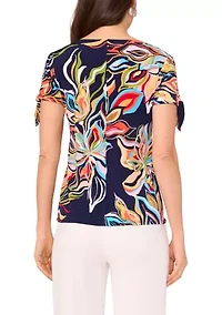 Women's Short Sleeve Tie Shoulder Top