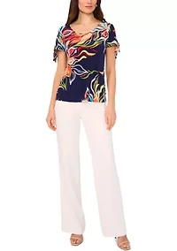 Women's Short Sleeve Tie Shoulder Top