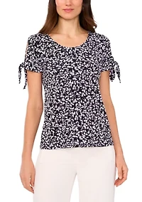 Women's Short Sleeve Tie Shoulder Top