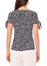 Women's Short Sleeve Tie Shoulder Top