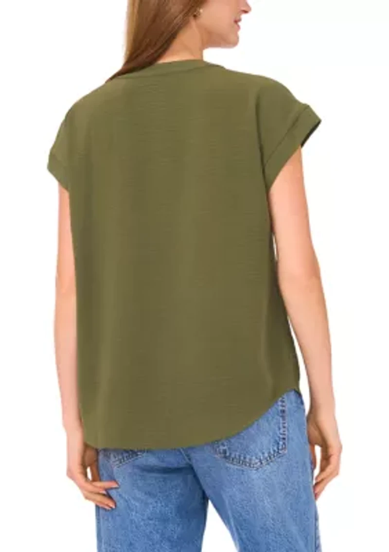 Women's Short Sleeve Cross Tie Blouse