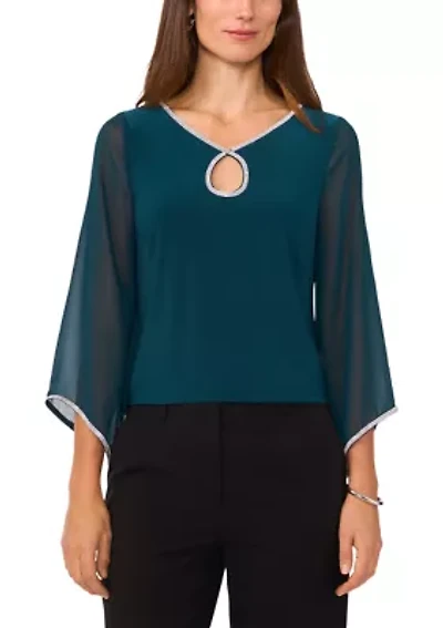Women's Rhinestone Keyhole Top