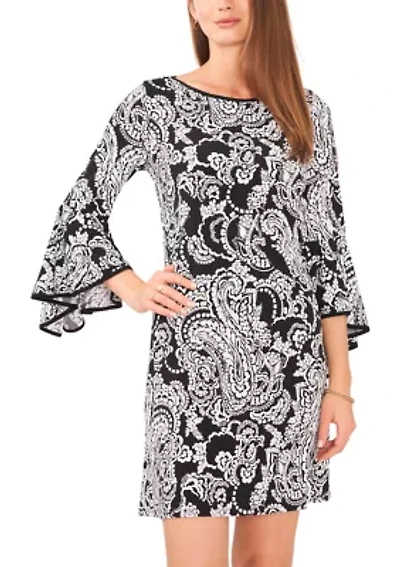 Women's 3/4 Printed Bell Sleeve Mini Dress