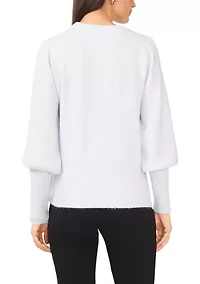 Women's Balloon Sleeve Sweater with Brooch