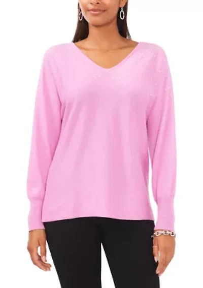 Women's V-Neck Bling Sweater