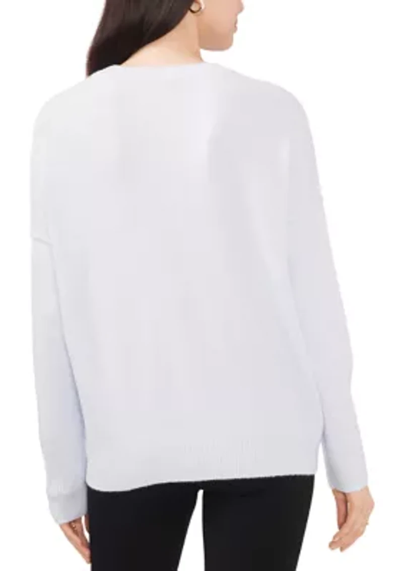 Women's Cozy Crew Neck Sweater with Rhinestones