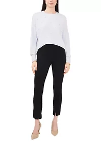 Women's Cozy Crew Neck Sweater with Rhinestones