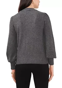 Women's Puff Sleeve Sweater with Pearls