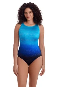 Sea Mist Scoopback Highneck Long Torso One Piece Swimsuit