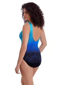 Sea Mist Scoopback Highneck Long Torso One Piece Swimsuit