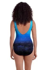 Sea Mist Scoopback Highneck Long Torso One Piece Swimsuit