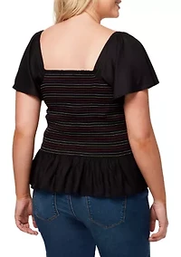 Plus Marie Smocked Top