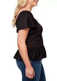 Plus Marie Smocked Top