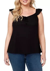 Plus Piper Sleeveless Ruffled Top