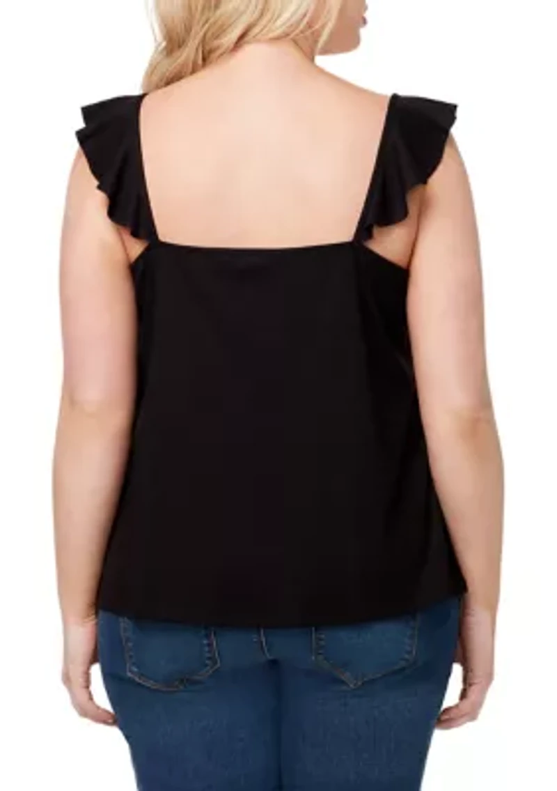 Plus Piper Sleeveless Ruffled Top