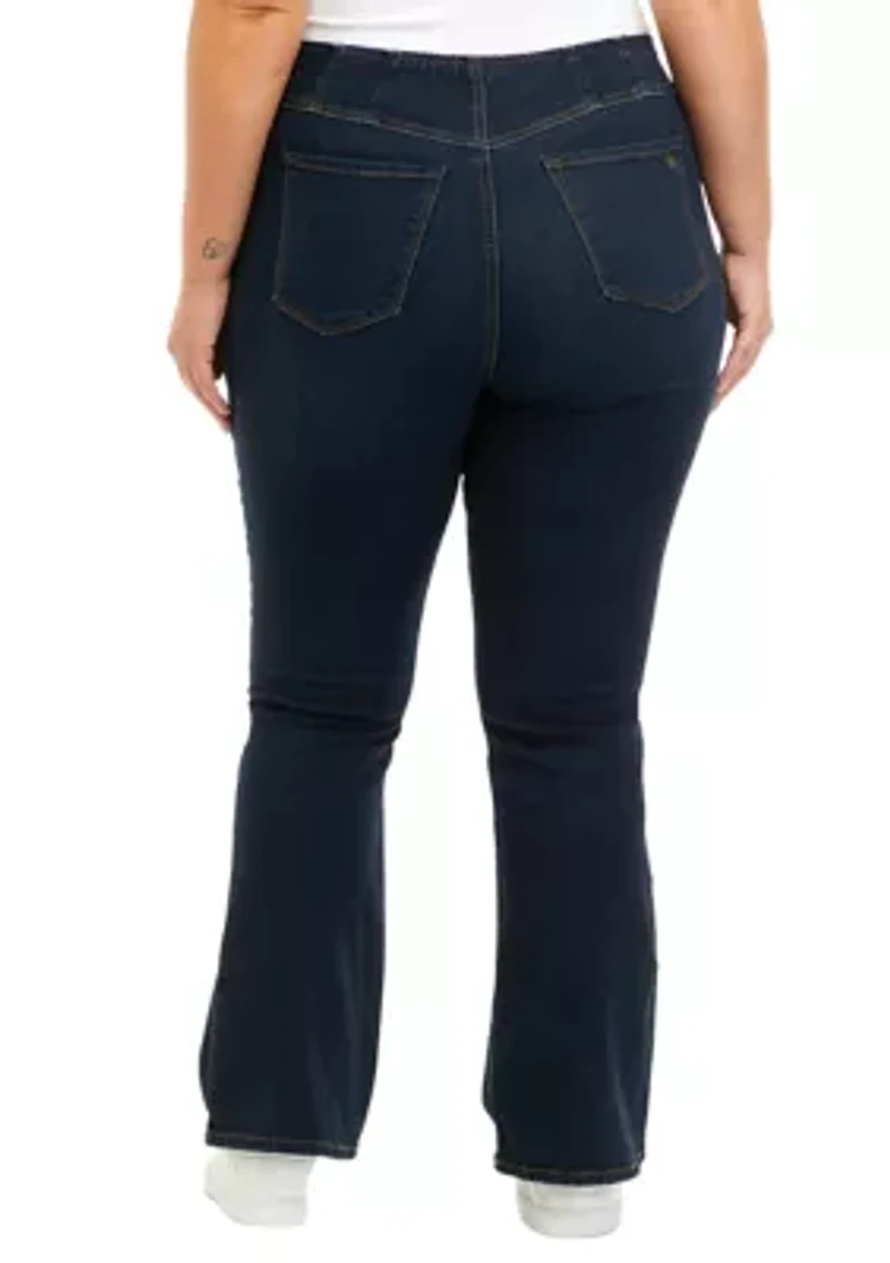 Curvy High Rise Pull On Flare Jeans